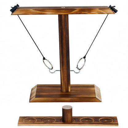 Ring Toss Game, Ring Throwing Game with Shot Put, Hook and Ring Throwing Game for Adults Kids, Fun Hook and Ring Game with Ladder - size: Small