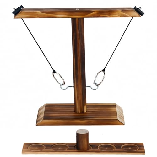 Ring Toss Game, Ring Throwing Game with Shot Put, Hook and Ring Throwing Game for Adults Kids, Fun Hook and Ring Game with Ladder - size: Small