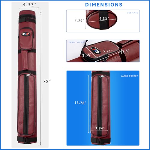 GSE Games & Sports Expert 2x2 Deluxe Hard Billiard Pool Cue Stick Carrying Case, Billiard Cue Case, Billiards Accessories (Several Colors Available) - color: Oval - Burgundy