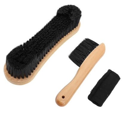 Billiards Pool Table and Rail Brush Set, Solid Wood Billiard Table Nylon Brush 10.5 Inch Handle Cleaner Tools Supplies with Cue Cleaning Cloth Snooker Accessories