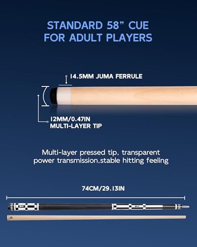 KONLLEN Maple Pool Cue Stick for Adults - Features Low Deflection Shaft, Titanium Alloy 3/8x8 Joint, and 12mm Tip - color: GW1