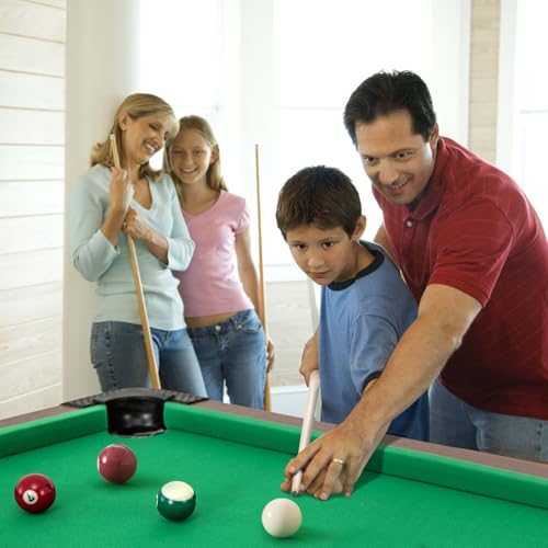 GYMAX Pool Table, 48 Inch Wooden Billiard Tables with 16 Balls, 2 Cue Sticks, 2 Chalks and Brush, Snooker Table Mini Pool Table for Kids, Family, Party - color: Green
