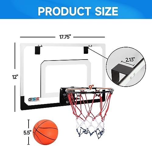 GSE Games & Sports Expert Over-The-Door Basketball Hoop with Basketball & Pump, Wall-Mounted Basketball Hoop Set with Complete Accessories for Home & Office (Several Style Choice) - style: Standard