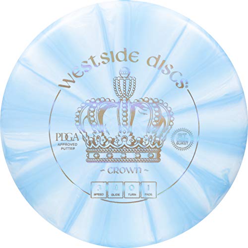 Westside Discs Origio Burst Crown Disc Golf Putter | Frisbee Golf Putt and Approach Disc | Great Off of the Tee Box Throwing Stable Putter | 170g Plus | Stamp Color and Burst Pattern Will Vary - color: Blue