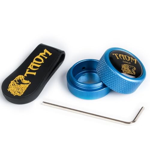 TAOM Pool Chalk Holder Round Shaped Practical Tool Billiards Accessories Magnetic Mini Chalk Tip Case Container Round Box Billiards - color: 2-Blue with Silicone Clip
