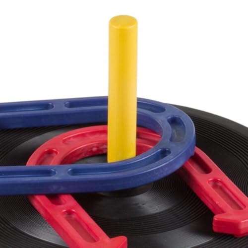 HEY! PLAY! Rubber Horseshoe Set - Perfect for Tailgating, Camping, Beach Days, and Backyard Fun - Suitable for Indoor and Outdoor Use (Black)