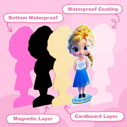 ZHOC Magnetic Dress Up Dolls for Girls, Princess Cute Magnet Dolls Dress Up Kits, Travel Game Car Road Trip Airplane Activity Toys Birthday for Toddler Girls Ages 3 4 5 6 7 8 - color: Blue
