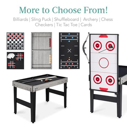 Best Choice Products Combo Game Table Set for Home, Game Room, Friends & Family w/Ping Pong, Foosball, Basketball, Air Hockey, Archery, Chess, Checkers, Shuffleboard, Bowling - color: Gray