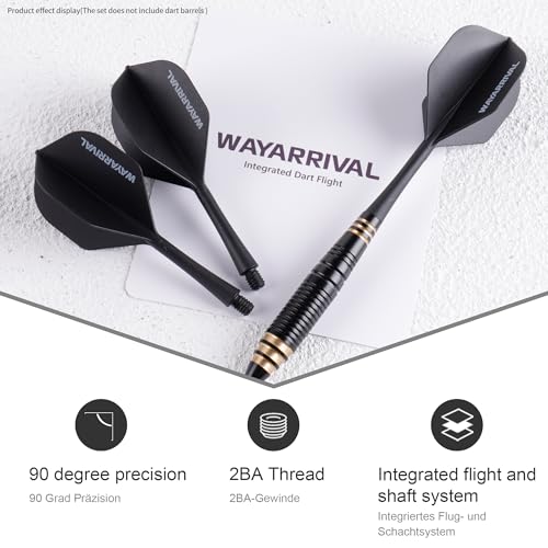 Integrated Dart Flights,All in One Dart Flights and Stems for Unbreakable Use,Universal 2BA Fit for Instant Setup,PP Material Integrated Dart Flights and shafts for Stability - style: 3 Pack