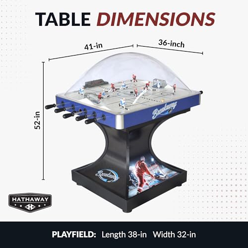 Hathaway Breakaway 41-In Dome Hockey Table for Family Game Room - With EZ-Grip Handles, Easy-Open Dome Top, LED Scoring Unit, Durable Chrome-Plated Metal Accents & Leg Levelers - Blue/Black Finish