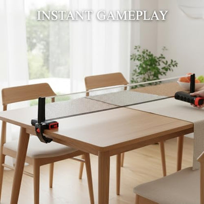 Retractable Table Tennis Net Set, Portable Ping Pong Net for Standard Tables, Clamp-On Design with Polyester Mesh