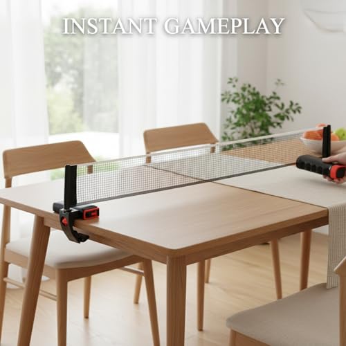 Retractable Table Tennis Net Set, Portable Ping Pong Net for Standard Tables, Clamp-On Design with Polyester Mesh
