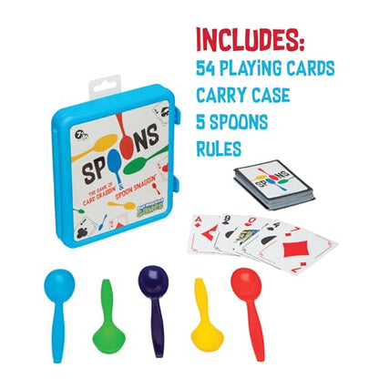 PlayMonster Spoons in a Case, Card Games for Kids - Spoons Game, Fun Family Games for Kids and Adults, Game Night, Travel Games, 3-6 Players, Ages 7+ - size: Small