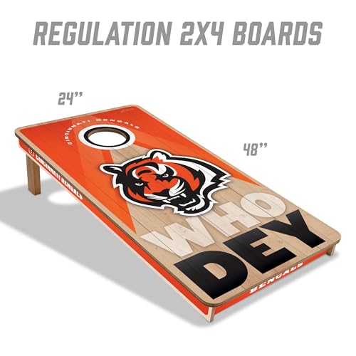 YouTheFan NFL 2' x 4' Slogan Series Professional Wood Cornhole Game with Logo Bags - color: Cincinnati Bengals