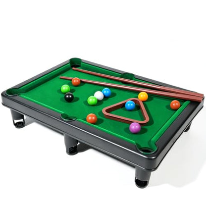 Mini Pool Table Set Portable Small Tabletop Billiards Game with 2 Sticks, 16 Balls and Triangle for Travel Party