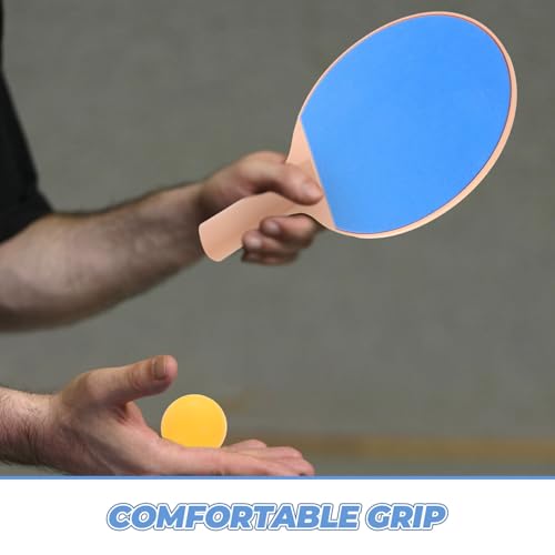 POPETPOP Outdoor Table Tennis Bat Kit with Comfortable Grip Rackets and Elastic Pong Balls for Outdoor Games and Competitive Play
