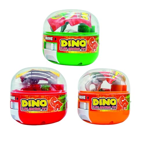 Raymond Geddes Dino Claw Machine Toys for Kids (12 per Box) – Mini Claw Machine Toys with 8 Colorful Dinosaur Prizes