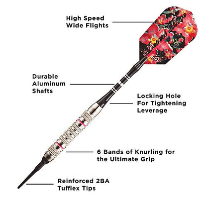 Viper Desert Rose Soft Tip Darts with Storage/Travel Case, Pink, 16 Grams