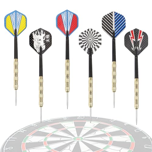 MaxMau 18 pcs Steel Tip Darts Set for Dartboard Metal Point Aluminum Foil Dart Flights