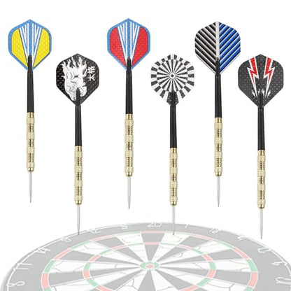 MaxMau 18 pcs Steel Tip Darts Set for Dartboard Metal Point Aluminum Foil Dart Flights