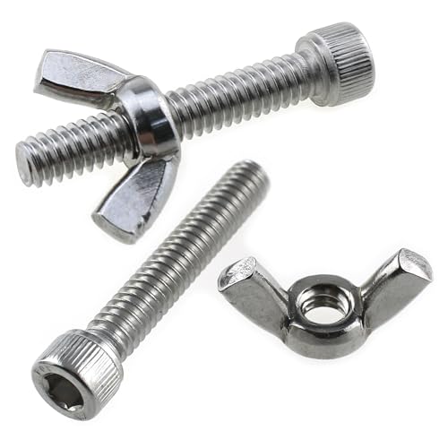 10 Sets Stainless Steel Pottery Bat Pins 10 Each of British Butterfly Nuts 1/4-20Inch and Hexagon Socket Screws 1/4-20x1-1/2inch for Standard Pottery Wheel Head Replacement Rod Pins