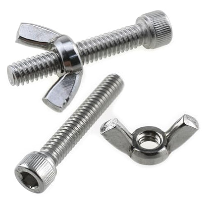 10 Sets Stainless Steel Pottery Bat Pins 10 Each of British Butterfly Nuts 1/4-20Inch and Hexagon Socket Screws 1/4-20x1-1/2inch for Standard Pottery Wheel Head Replacement Rod Pins