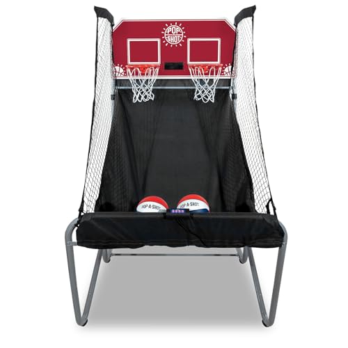 Pop-A-Shot - Home Dual Shot | Arcade Basketball Game for Home | Sensor Scoring Hoop, 16 Game Modes, 7 Balls | Foldable for Easy Storage | Fun for All Players - color: Red