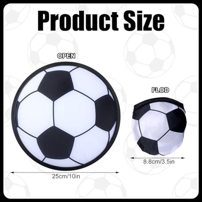 Arrowbash 24 Pcs Foldable Flying Disc Fans 9.84'' Handheld Folding Fan Bulk with Bag Folding Pocket Toy with Football Basketball Baseball and Rugby Design for Sports Party Supplies Outdoor Activity
