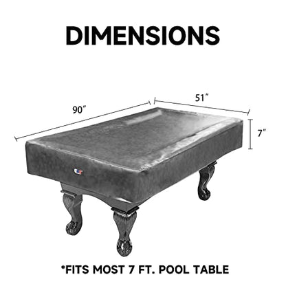 GSE Games & Sports Expert Billiard Table Covers, 7'/8'/9' Waterproof & Tearproof Heavy Duty Leatherette Pool Table Cover (Several Colors Available) - color: Grey - 7ft