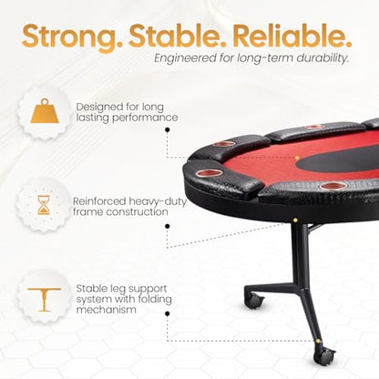 Triton Premium Foldable Poker Table - Poker Table for 10 Players Long-Lasting, Luxurious Vegas Style Casino Experience at Home, Padded Armrests and Cup Holders, Perfect for Texas Holdem Games - size: 10 Player with Table Only
