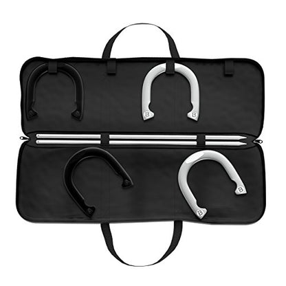 Professional Grade Horseshoe Set - Heavy-Duty Set with Carrying Bag, 4 Horse Shoes, and 2 Poles - Outdoor Games for Adults and the Whole Family by Trademark Games