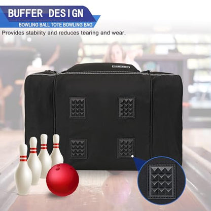 LARIPOP Bowling Ball Bag, Single Bowling Tote with Padded Ball Holder, Ventilated Shoe Pocket & Adjustable Shoulder Strap for Adult Bowlers Men Women - color: Black