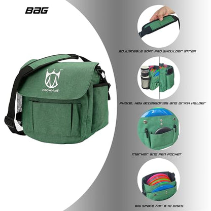 CROWN ME PDGA Aprroved Disc Golf Pro Set with Bag and 6 Discs - color: Green