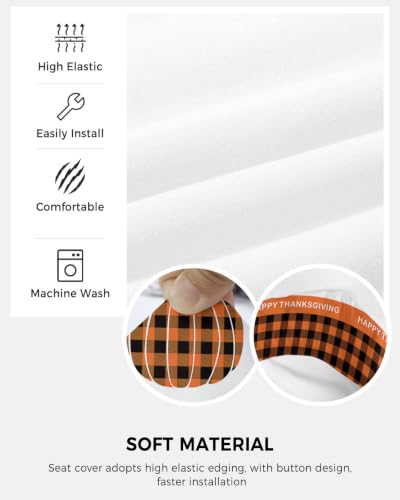 Savannan Office Chair Cover, Fall Pumpkin Thanksgiving Orange Buffalo Plaid Protective Stretch Elastic Universal Cover for Desk Task Chair,Computer Rotating Chair 1 Pcs Autumn Fruit Black Check