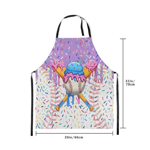 Manfei Baseball Ice Cream Kids Kitchen Apron - color: Purple