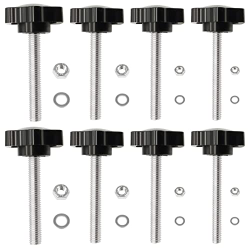 Openfly 28 Sets M4 M5 M6 M8 Star Hand Knob Tightening Screw, Thread Clamping Knob Quick Removal Replacement Parts with Nuts and Washers Stainless Steel Hex Nuts Star Knobs Assortment Kit