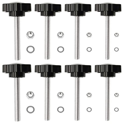 Openfly 28 Sets M4 M5 M6 M8 Star Hand Knob Tightening Screw, Thread Clamping Knob Quick Removal Replacement Parts with Nuts and Washers Stainless Steel Hex Nuts Star Knobs Assortment Kit