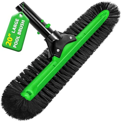 KGC 20" Wide Pool Brush Head, Heavy Duty Pool Scrub Brush with 12-Rows Soft Bristles, Inground/Above Ground Pool with Curved Ends, Clean Pool Wall, Floor, Step, Corner Faster, Safe for Vinyl Liner - size: 20 INCH