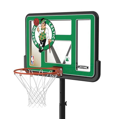 Lifetime NBA Boston Celtics Portable Basketball Hoop, Adjustable Height 7.5-10 Ft, 44 Inch Shatterproof Fusion Backboard, Base with Wheels - color: Boston Celtics