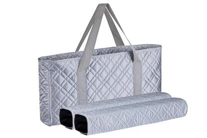 American Mahjong Set – Complete Set with Quilted PU Leather Carrying Bag, Tile Racks with Pushers, 166 Engraved Tiles, Dice, Bettor, and Instructions (PU Silver) - color: Pu Silver
