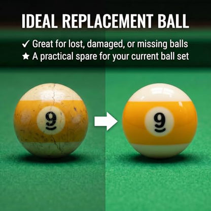 KONLLEN Single Replacement Pool Ball – 2-1/4" Regulation Size & Weight Billiard Ball Made of Phenolic Resin (Choose 1–15 or Cue Ball) - color: #9