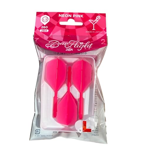 L-style BarFlight One-Piece Dart Flight and Shaft – L3 Shape – 26mm – Set of 3 - color: Neon Pink