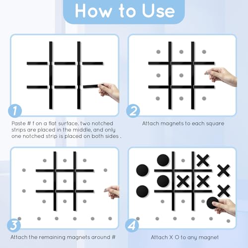 Magnetic Tic Tac Toe Game Home Wall Decor for Kids&Adults, Wall-Mount Game for Modern Office Classroom Fun Playroom Hallway Decor Wall Stickers Toys,Best Gift for Family, Friends (no Punching)