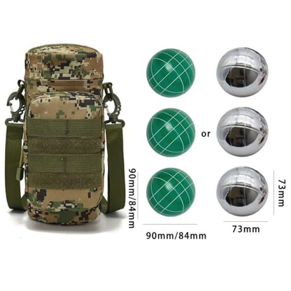 Bocce Ball Bag for 90mm 84mm 73mm 3 Bocce Game,Multifunctional, Zip Design, Powerful. Size: 27 x 12 x 12 cm、 - color: camouflage
