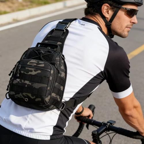 Viriber Tactical Backpack, Waterproof Military Cross-body Molle Sling Shoulder Backpack Chest Bag for Outdoor Every Day Carry Black02 - color: Black02