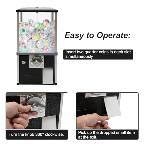 Gachapon Machine, 21 Inch Height PS Bouncy Balls Dispenser, Commercial Candy Bubble Gum Vending Machine with Clear Design Hold 180 Capsule Toys for Game Stores,Retail Stores,Gumball Bank, Home