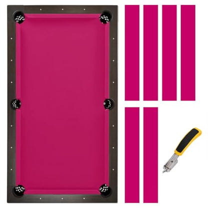 Pool Table Felt Cloth Billiard Cloth with 6 Pcs Cloth Strips and Staple Remover Pool Table Felt Replacement Kit Parts - color: Hot Pink, size: 7ft