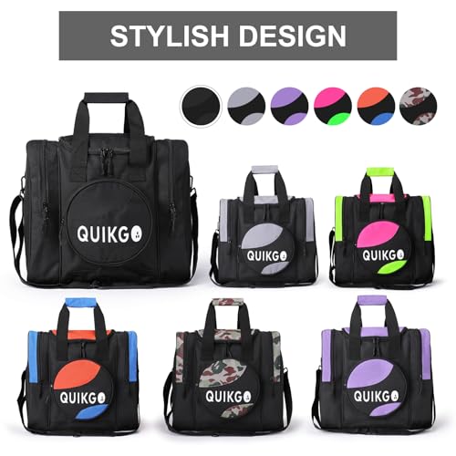 Bowling Ball Bag for Single Ball, Tote Bowling Bag with Padded Ball Holder - color: Black