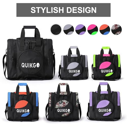Bowling Ball Bag for Single Ball, Tote Bowling Bag with Padded Ball Holder - color: Black