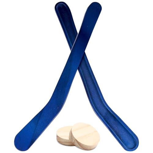 Soulchen 2 Sets Replacement Hockey Sticks and Pucks for Classic Wooden Tabletop Games Hockey Game Slap Shot Extra Accessories for Family Adults Kids Children - color: Blue
